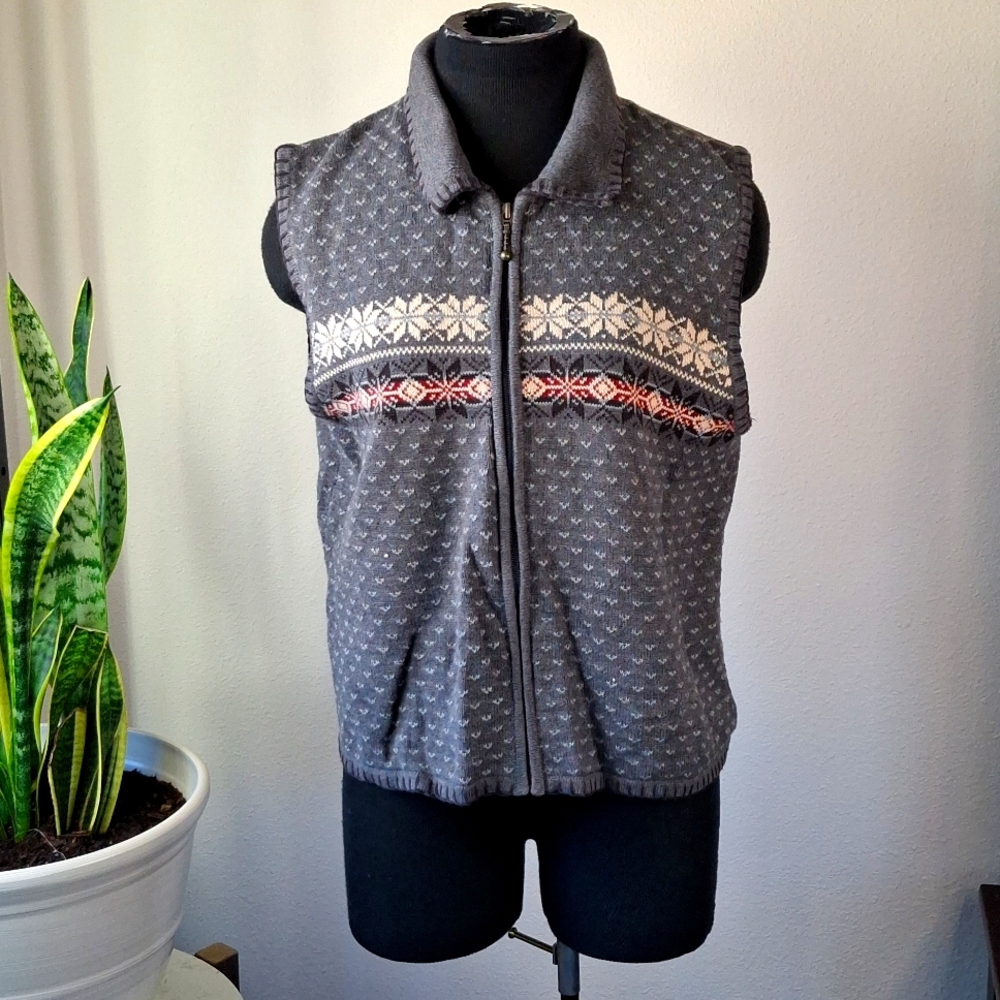 Woolrich Women's Knit Sweater Vest 100% Cotton size L